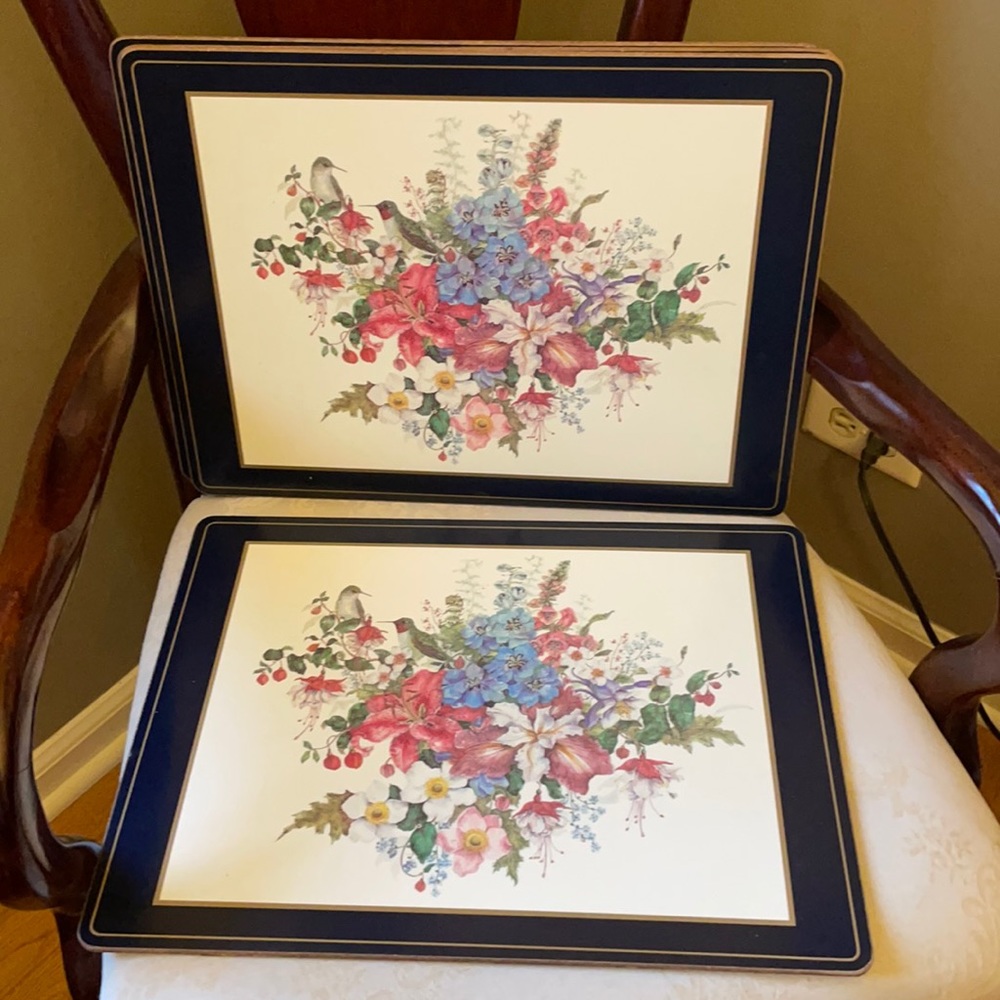 Pimpernel England WB Flowers and Birds cork-back placemat set of 4